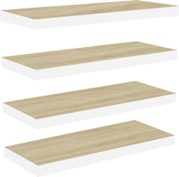 vidaXL - Wandschappen - zwevend - 4 - st - 80x23,5x3,8 - cm - MDF - eikenkleurig - wit