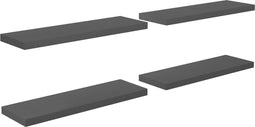 vidaXL - Wandschappen - zwevend - 4 - st - 80x23,5x3,8 - cm - MDF - hoogglans - grijs