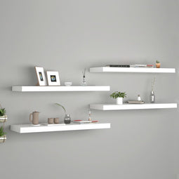 vidaXL - Wandschappen - zwevend - 4 - st - 80x23,5x3,8 - cm - MDF - wit