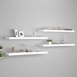 vidaXL - Wandschappen - zwevend - 4 - st - 90x23,5x3,8 - cm - MDF - wit