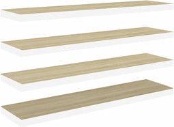 vidaXL - Wandschappen - zwevend - 4 - st - 90x23,5x3,8 - cm - MDF - eikenkleurig - wit