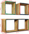 vidaXL - Wandschappenset - massief - gerecycled - teakhout - meerkleurig - 3-delig