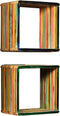 vidaXL - Wandschappenset - massief - gerecycled - teakhout - meerkleurig - 3-delig