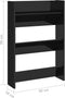 vidaXL - Wandschoenenkast - 60x18x90 - cm - bewerkt - hout - hoogglans - zwart