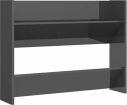 vidaXL - Wandschoenenkast - 80x18x60 - cm - bewerkt - hout - hoogglans - grijs