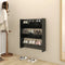 vidaXL - Wandschoenenkast - 80x18x90 - cm - bewerkt - hoogglans - zwart