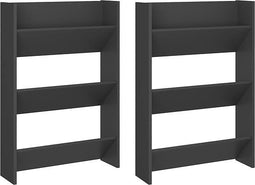 vidaXL - Wandschoenenkasten - 2 - st - 60x18x90 - cm - bewerkt - hout - grijs