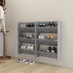 vidaXL - Wandschoenenkasten - 2 - st - 80x18x60 - cm - hout - hoogglans - zwart