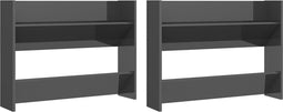 vidaXL - Wandschoenenkasten - 2 - st - 80x18x60 - cm - hout - hoogglans - grijs