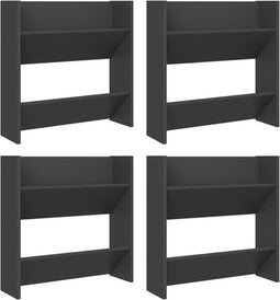 vidaXL - Wandschoenenkasten - 4 - st - 60x18x60 - cm - bewerkt - hout - grijs
