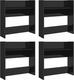 vidaXL - Wandschoenenkasten - 4 - st - 60x18x60 - cm - hout - hoogglans - zwart