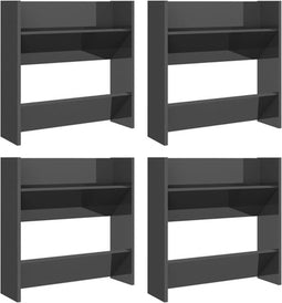 vidaXL - Wandschoenenkasten - 4 - st - 60x18x60 - cm - hout - hoogglans - grijs