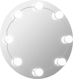 vidaXL - Wandspiegel - met - LED-lampen - rond - glas