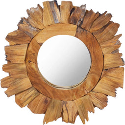 vidaXL - Wandspiegel - rond - 40 - cm - teakhout