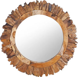 vidaXL - Wandspiegel - rond - 60 - cm - teakhout