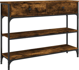 vidaXL - Wandtafel - 100x25x75 - cm - bewerkt - hout - gerookt - eikenkleurig