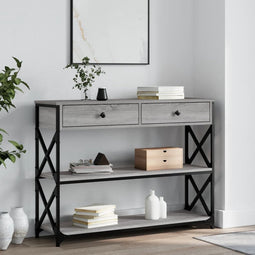 vidaXL - Wandtafel - 100x28x75 - cm - bewerkt - hout - grijs - sonoma - eikenkleurig