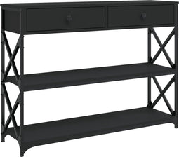 vidaXL - Wandtafel - 100x28x75 - cm - bewerkt - hout - zwart