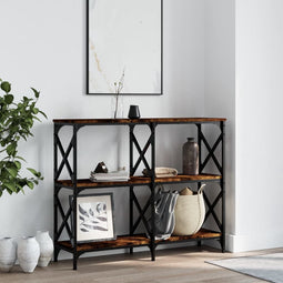 vidaXL - Wandtafel - 100x28x80,5 - cm - bewerkt - hout - gerookt - eikenkleurig