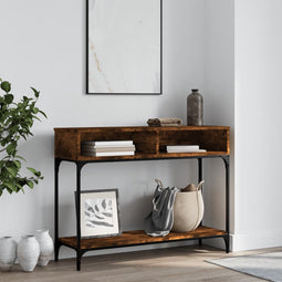 vidaXL - Wandtafel - 100x30,5x75 - cm - bewerkt - hout - gerookt - eikenkleurig
