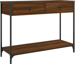 vidaXL - Wandtafel - 100x34,5x75 - cm - bewerkt - hout - bruin - eikenkleur
