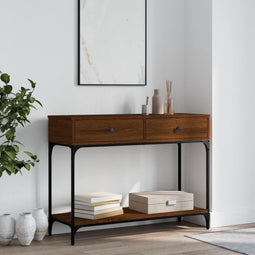 vidaXL - Wandtafel - 100x34,5x75 - cm - bewerkt - hout - bruin - eikenkleur