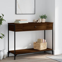 vidaXL - Wandtafel - 100x34,5x75 - cm - bewerkt - hout - bruin - eikenkleur