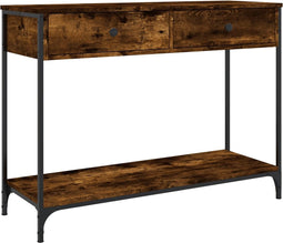 vidaXL - Wandtafel - 100x34,5x75 - cm - bewerkt - hout - gerookt - eikenkleurig