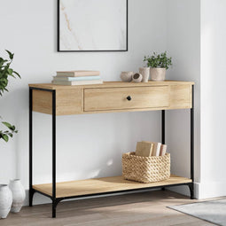 vidaXL - Wandtafel - 100x34,5x75 - cm - bewerkt - hout - sonoma - eikenkleurig