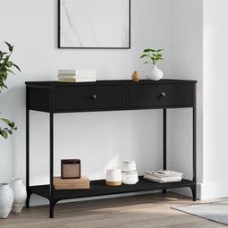 vidaXL - Wandtafel - 100x34,5x75 - cm - bewerkt - hout - zwart