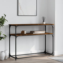 vidaXL - Wandtafel - 100x35,5x75 - cm - bewerkt - hout - gerookt - eikenkleurig
