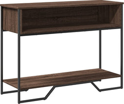 vidaXL - Wandtafel - 100x35x74,5 - cm - bewerkt - hout - bruin - eikenkleurig