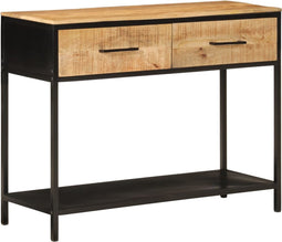 vidaXL - Wandtafel - 100x35x76 - cm - massief - mangohout - en - ijzer