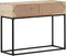 vidaXL - Wandtafel - 100x35x76 - cm - massief - mangohout - en - natuurlijk - riet