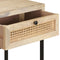 vidaXL - Wandtafel - 100x35x76 - cm - massief - mangohout - en - natuurlijk - riet