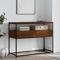 vidaXL - Wandtafel - 100x40x75 - cm - bewerkt - hout - bruin - eikenkleur