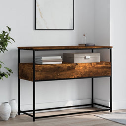 vidaXL - Wandtafel - 100x40x75 - cm - bewerkt - hout - gerookt - eikenkleurig