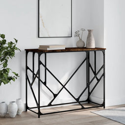 vidaXL - Wandtafel - 100x40x80 - cm - bewerkt - hout - gerookt - eikenkleurig