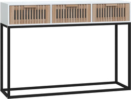 vidaXL - Wandtafel - 105x30x75 - cm - bewerkt - hout - en - ijzer - wit