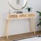 vidaXL - Wandtafel - 105x30x75 - cm - massief - grenenhout - en - natuurlijk - rattan