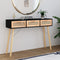 vidaXL - Wandtafel - 105x30x75 - cm - massief - grenenhout - en - natuurlijk - rattan