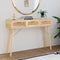 vidaXL - Wandtafel - 105x30x75 - cm - massief - grenenhout - en - natuurlijk - rattan