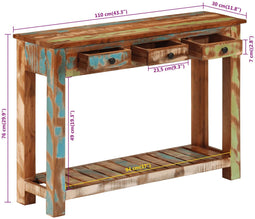 vidaXL - Wandtafel - 110x30x76 - cm - massief - gerecycled - hout