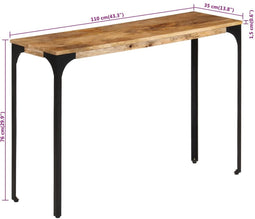 vidaXL - Wandtafel - 110x35x76 - cm - massief - mangohout - en - ijzer - bruin