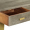 vidaXL - Wandtafel - 110x35x76 - cm - massief - mangohout - met - messing - grijs