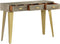 vidaXL - Wandtafel - 110x35x76 - cm - massief - mangohout - met - messing - grijs