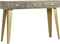 vidaXL - Wandtafel - 110x35x76 - cm - massief - mangohout - met - messing - grijs