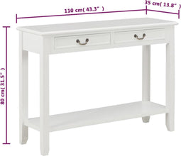 vidaXL - Wandtafel - 110x35x80 - cm - hout - wit