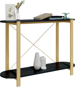 vidaXL - Wandtafel - 110x38x75 - cm - bewerkt - hout - zwart