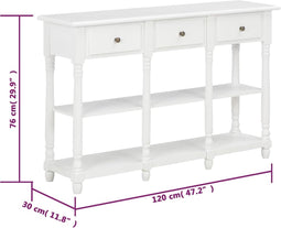 vidaXL - Wandtafel - 120x30x76 - cm - MDF - wit
